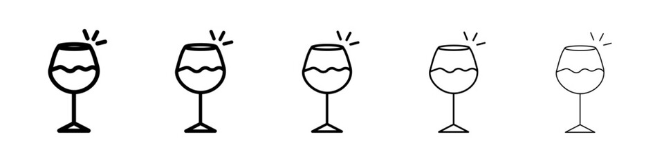 Wine glass icon flat simple outline logo