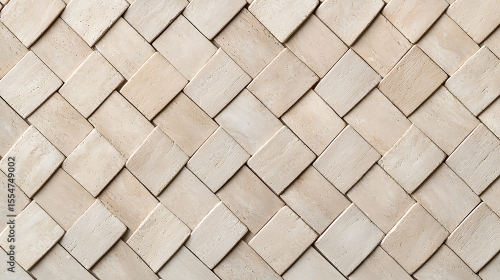 Aufkleber a close-up image of a beige woven textured surface made from rectangular strips in a basket-weave pa