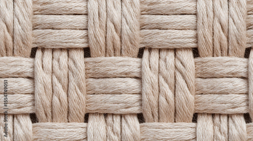 Poster close-up image of a woven natural fiber rope pattern, showing the texture and interlacing strands in