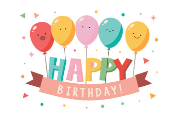 cheerful happy birthday wishes isolated on white background