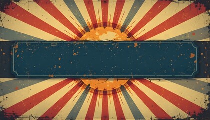 Abstract Retro Sunburst Background with Distressed Grunge Texture Design