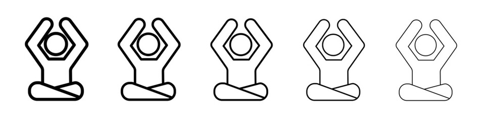 Yoga pose icon flat simple outline logo