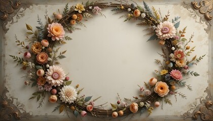 Elegant Vintage Floral Wreath Frame for Decorative and Classic Designs