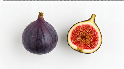 Ripe Figs Whole and Halved, Fresh from the Orchard