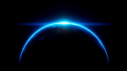 Obraz premium A blue glowing light on a black background