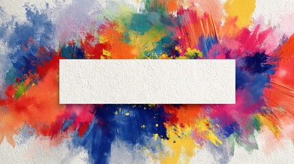 Vibrant Abstract Watercolor Explosion with Blank Rectangular Space