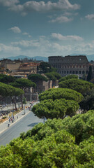 view of the roman forums and colosseum in rome