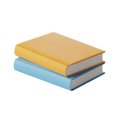 A stack of two books with a yellow book on top of a light blue book against a black background plain view