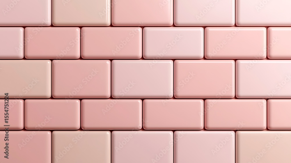Aufkleber pink rectangular tiles arranged in a staggered brick pattern with a glossy finish.
