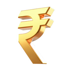 A close up of a golden indian rupee symbol on a black background in a studio shot rendering style
