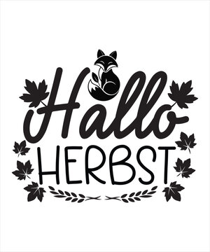 Hallo herbst with autumn leaves