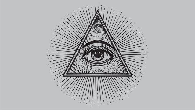 All-seeing eye engraving symbolizing enlightenment divine watchfulness and spiritual inner vision