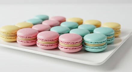Fototapeta premium Colorful macarons on white plate