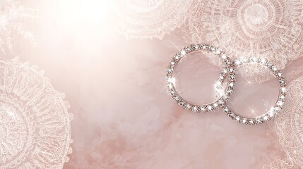 Sparkling Diamond Earrings Resting on Delicate Lace and Marble