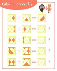 Color it correctly with turkey and horse. Neuroexercises for children.