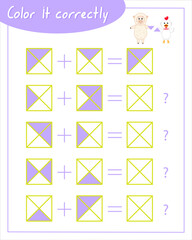 Color it correctly with ram and rooster. Neuroexercises for children.