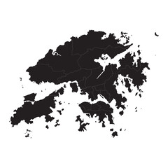Detailed political and geographic map of Hong Kong with labeled districts, roads, islands, and coastlin