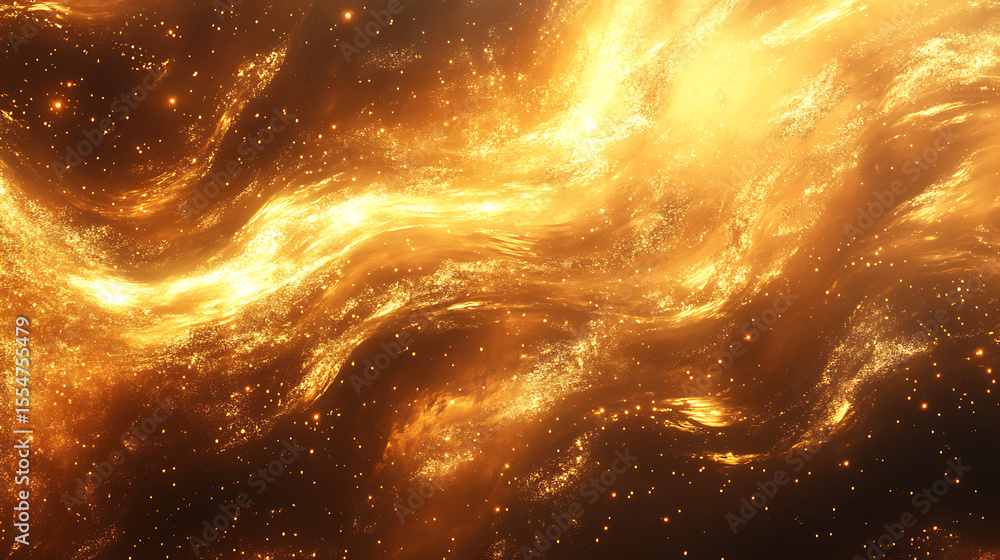 Poster golden galaxy with glowing stars and nebulae background rendered in high resolution for cosmic and f