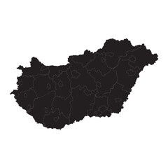 Detailed political and geographic map of Hungary with labeled counties, cities, rivers, and national borders