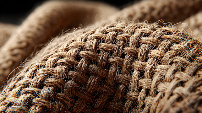 Woven burlap texture captures rustic charm, eco-conscious vibes, reminiscent of Harvest Home festival and National Craft Month inspirations - Powered by Adobe