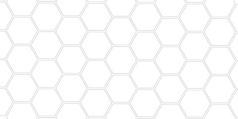 Abstract background honeycomb white and grey. Embossed Hexagon, light and shadow.Background with white lines Hexagonal structure futuristic white background.