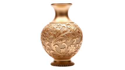Luxury Carved Metal Vase – Antique-Inspired Home Accent, Vintage Decorative Golden Flower Vase for Home Styling, Elegant Ornate Gold Vase with Floral Embossed Design


