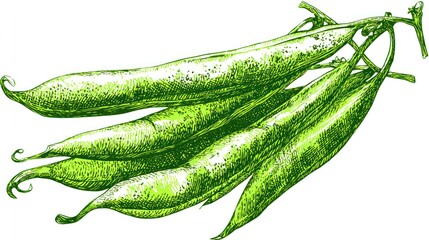 Hand-drawn illustration of green beans