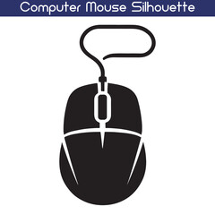 Computer Mouse Silhouette Vector – Tech Device Icon for Digital & UI Design