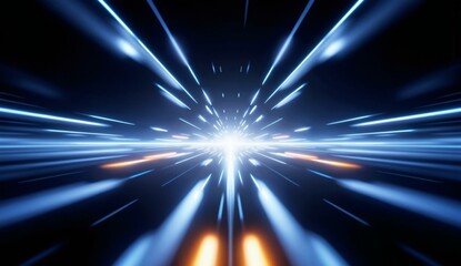Obraz premium Radiant Light Beams Converging in a Dark Space