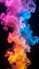 Obraz premium Vibrant Multicolored Smoke Swirling Against a Dark Background