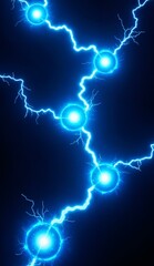 Fototapeta premium Electric Blue Lightning Bolts with Radiant Nodes on Dark Background
