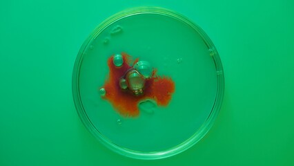 Colorful Chemical Reaction in Laboratory Petri Dish