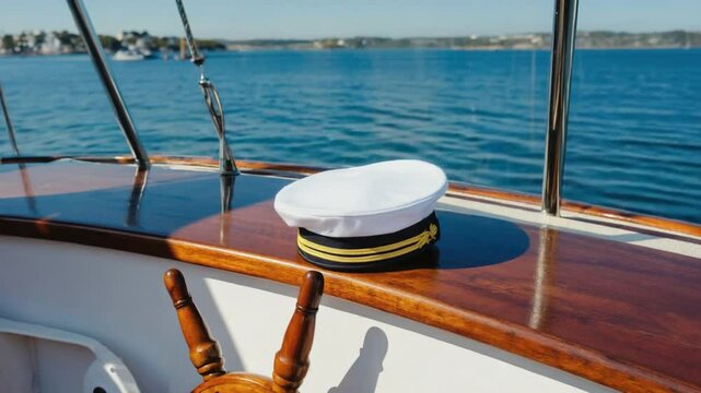 Captain's hat on a ship.
