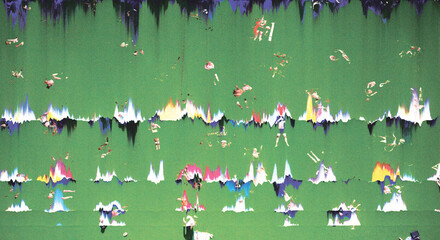 Chaotic Picnic Scene from a Top View Featuring Vibrant Grass and Abstract