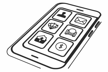 Smartphone with Banking App Icons Graphic Design