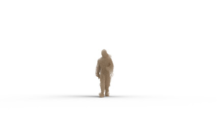 Sand man walk with white background
