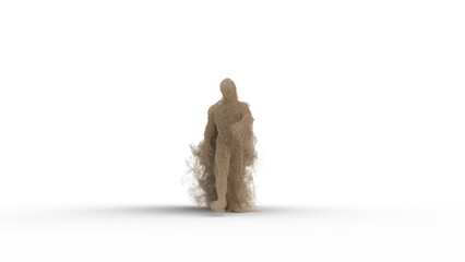 Sand man walk with white background