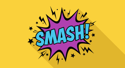 Comic Book "SMASH!" Text Bubble with Lightning and Stars