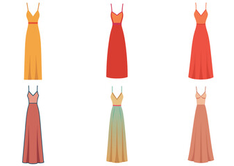 Fototapeta premium Assortment of elegant long dresses on display in various color schemes