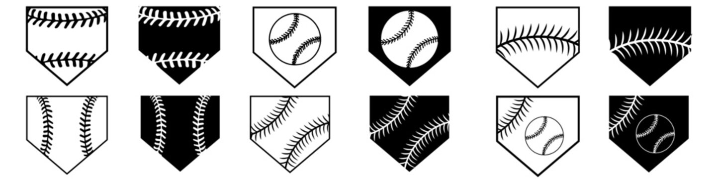 Baseball home plate icon vector set. Baseball base illustration sign collection. Home Plate symbol. Baseball Logo. Baseball home web icons.
