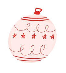 Pink Christmas Ornament Ball with Stars and Ribbon – Festive Holiday Decoration