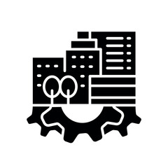 optimization urban spatial planning black flat icon.