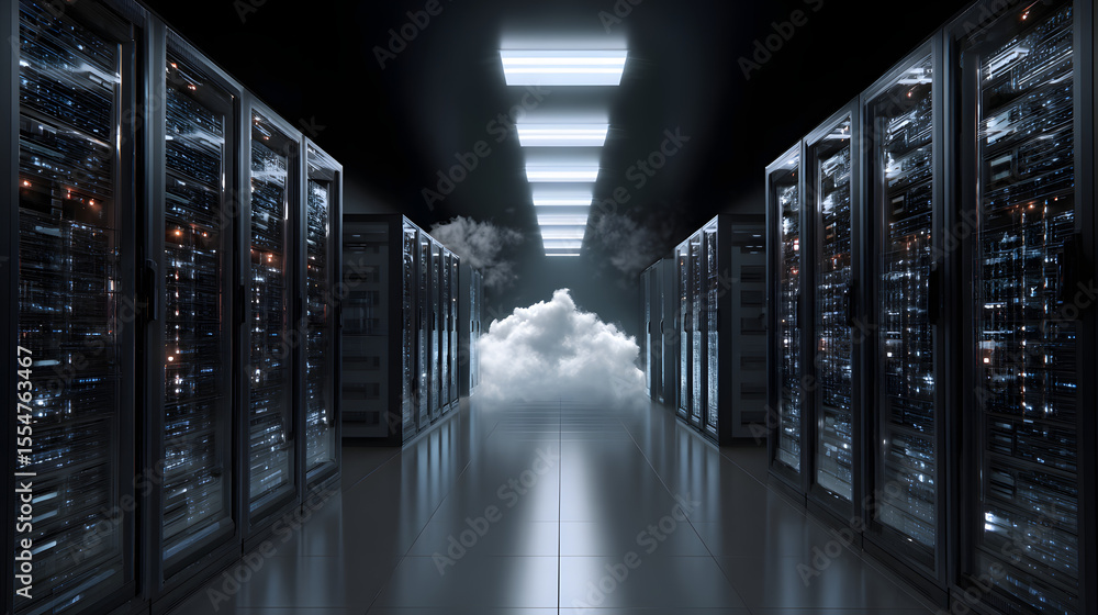 Aufkleber futuristic backup storage data center - cloud computing technology