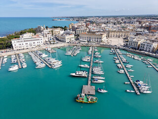 Fototapeta premium Drone view at the village of Trani on Apulia in Italy