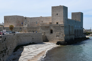 View at the Svevo castle of Trani on Apulia in Italy