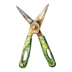 watercolor of Grass Shears, vector, isolated on a white background.