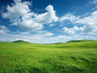 Obraz premium green field and blue sky