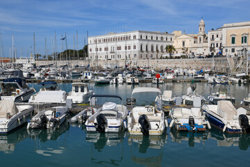 Boats at the port of Trani on Apulia in Italy