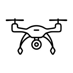 Minimalist black drone line art icon with camera