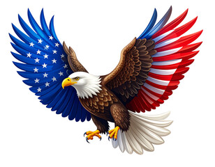  Modern Bald Eagle with American Flag Wings  Vector Style PNG Isolated Transparent Background PNG